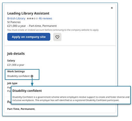 A job description with disability confident badge